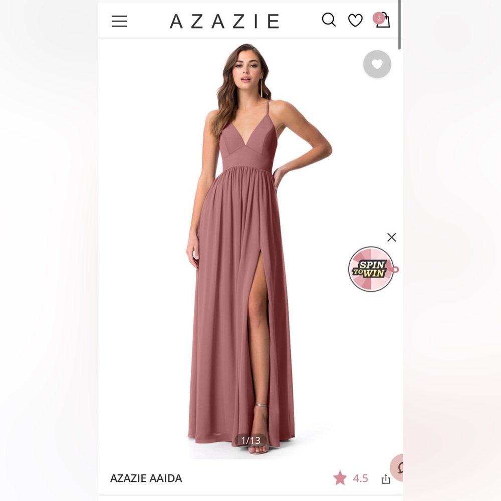 Azazie Aaida bridesmaid dress size A8 in dusty rose
